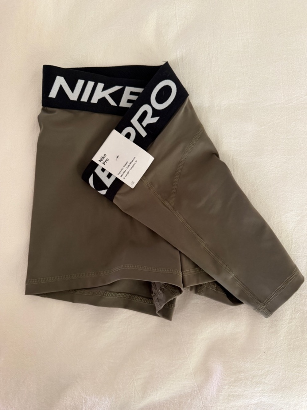 Nike Olive Green Athletic Shorts with Black Waistband